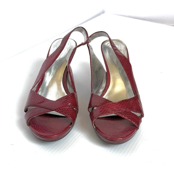 Etienne Aigner E-Ophelia Burgundy Red Snakeskin Slingback Heels Women’s 9.5M - Picture 9 of 10